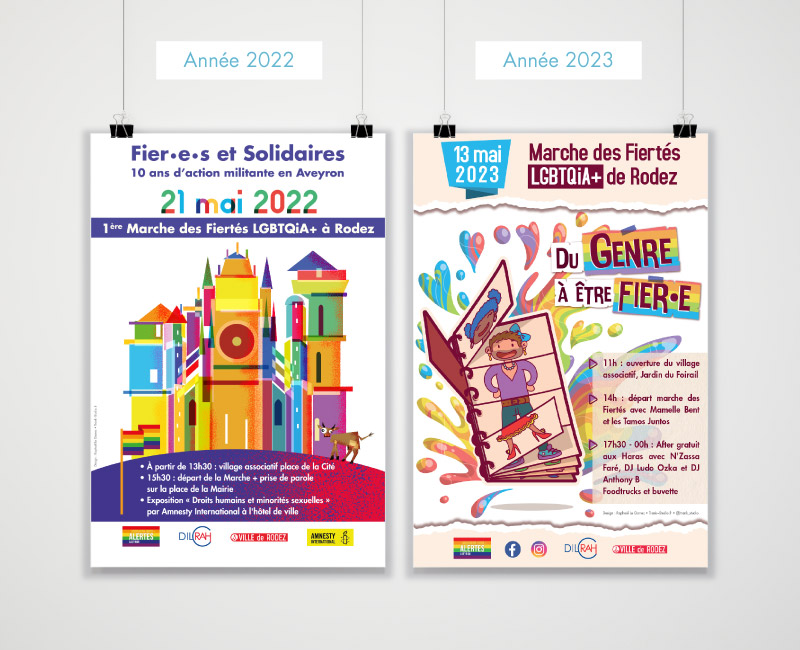 Affiches Marche des Fiertés LGBTQI de Rodez